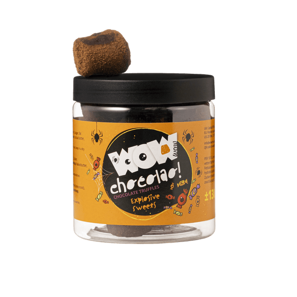 Pot cadeau de truffes Halloween bonbons explosifs 130g | Chocolat explosif