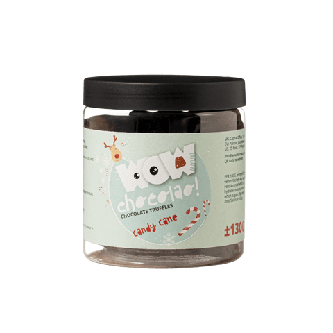 Candy Cane Christmas Truffles Gift Jar 130g | Peppermint Holiday Chocolate - WOW Chocolao!