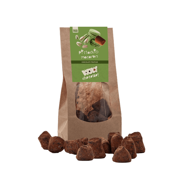 Truffes au chocolat macaron pistache - Sac biodégradable 130g
