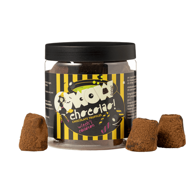 Pot de Cadeau de Truffes au Chocolat Chaudron de Sorcière 130g | Chocolat d'Halloween